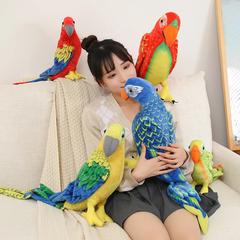 

26/38cm Cute Simulation Parrot Plush Toy Stuffed Lifelike 6 Colors Bird Doll Toys for Children Girls Nice Gift Photo Props Decor