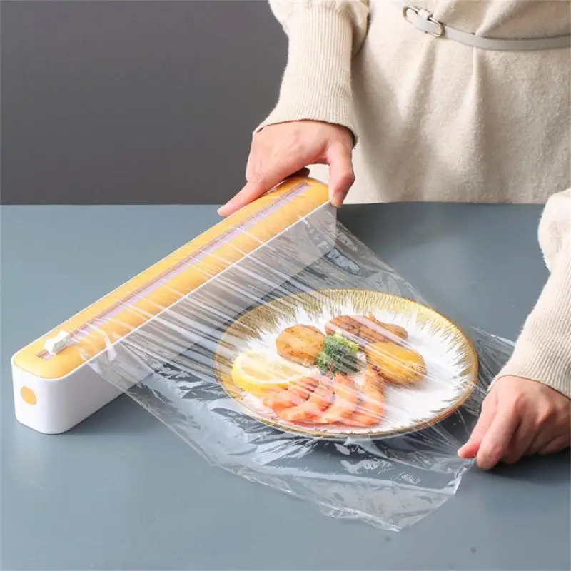 

2023 Food Film Dispenser Magnetic Wrap Dispenser With Cutter Storage Box Aluminum Foil Stretch Film Cutter Kitchen Accessories