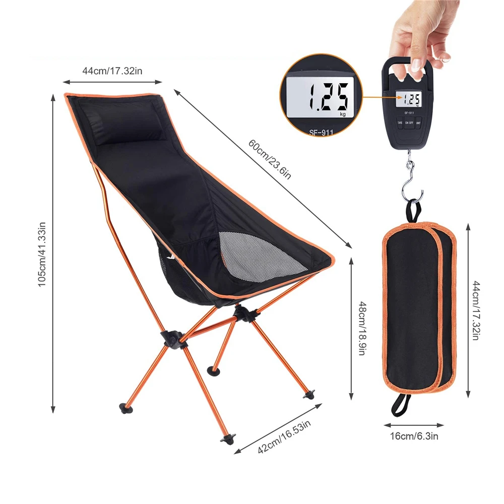 

Outdoor Portable Camping Chair Ultralight Chair Oxford Cloth Folding Lengthen Camping Seat for Fishing BBQ Festival Picnic Beach