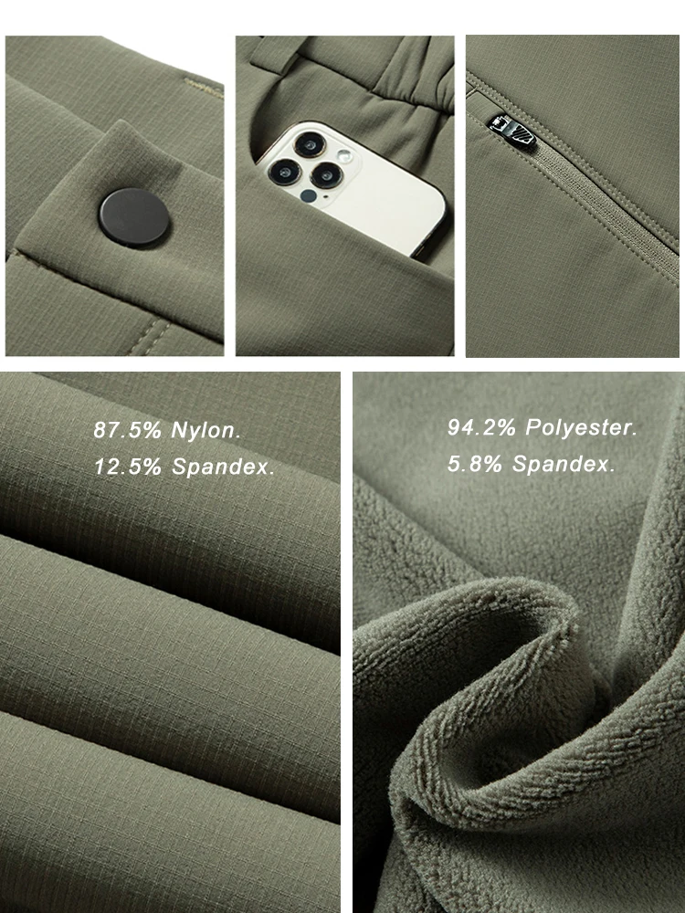 Autumn Winter Casual Pants Men Outdoor Waterproof Windproof Thick Warm Softshell Fleece Trousers Male Big Size 8XL