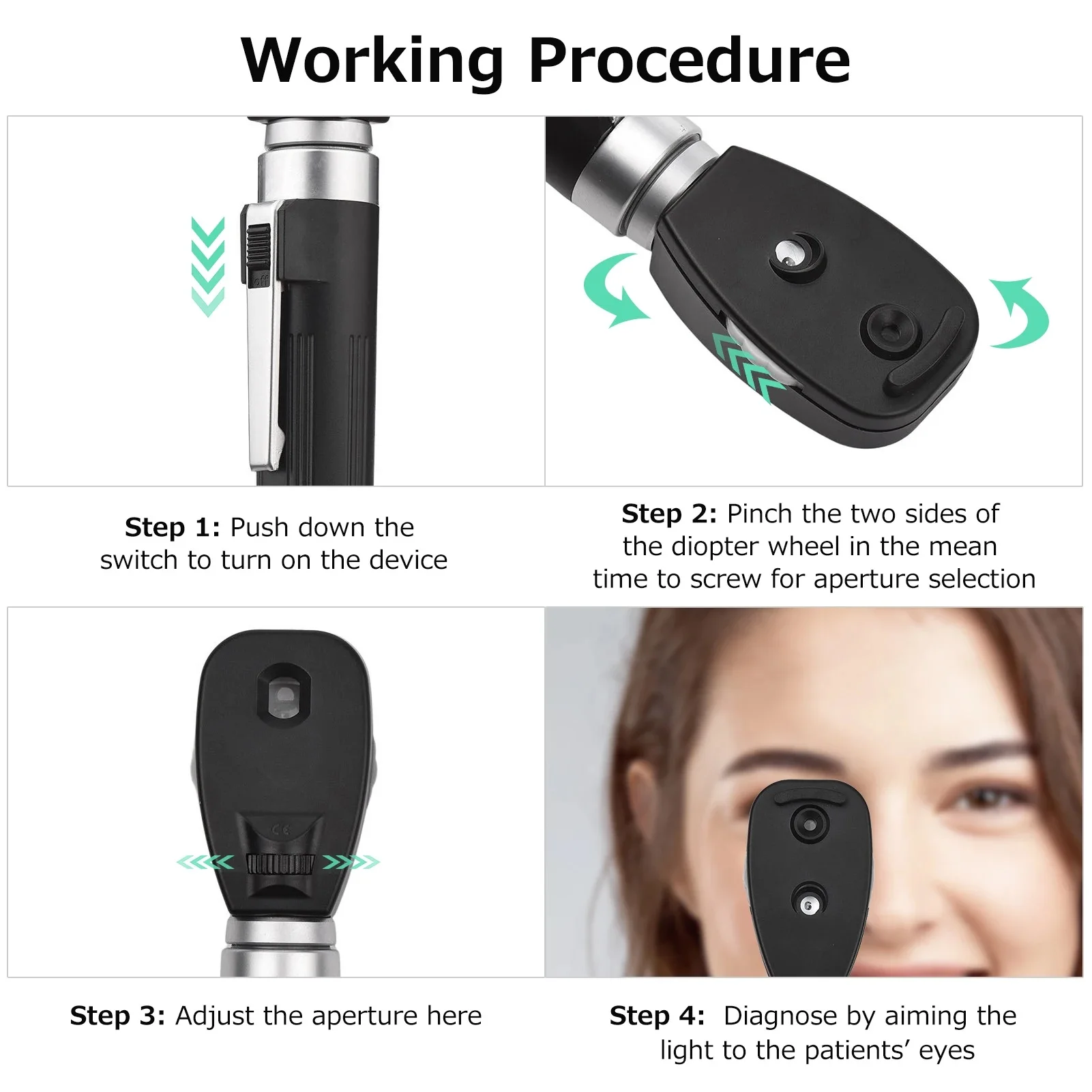 LED Handheld Medical Professional Oftalmoscopio 5 Apertures Eye Care Diagnostic Kit Ophthalmic Direct Portable Ophthalmoscope