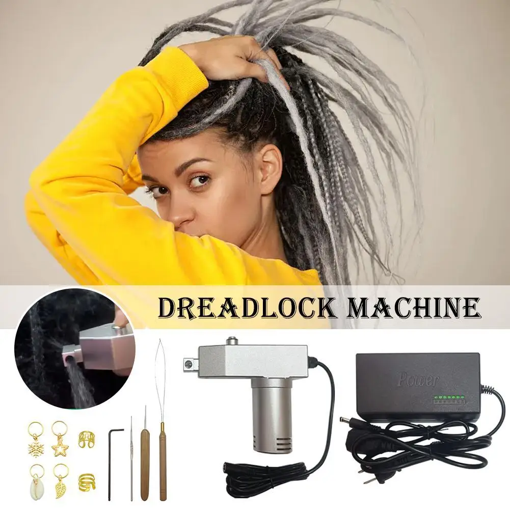 

New EU/US/UK Plug Handheld Portable Deadlocs Crochet Braiding Making Machine For DIY Dreadlocks Long Human Hair