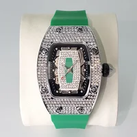 Luxury Diamond Watch For Women Elegant Tonneau Original Design Watches Fashion Ice Out Sport Rubber Strap Waterproof Mille Clock 1