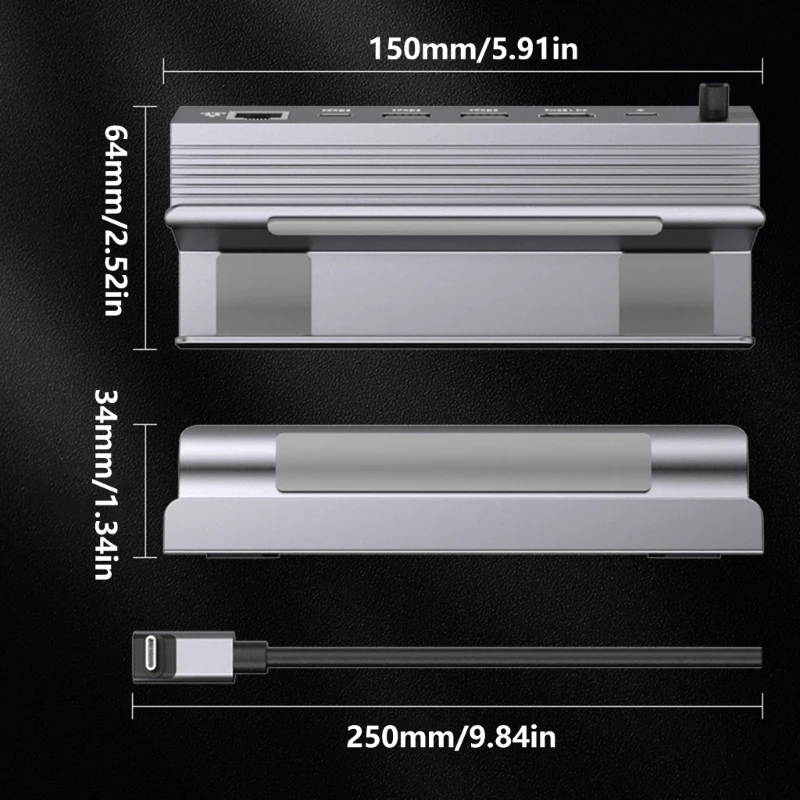 게임 콘솔용 알루미늄 합금 다중 포트 도크 PD100W 고속 충전 어댑터 데스크탑 도킹 스테이션