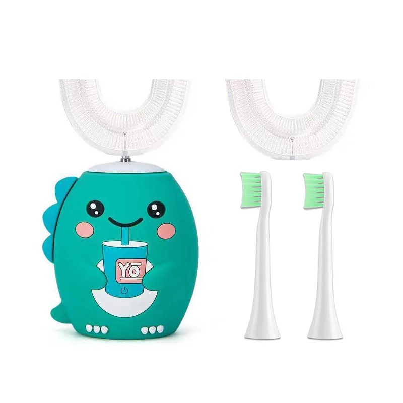 thumbnail image 1 of Cepillo de dientes eléctrico sónico en forma de U para niños, blanqueador dental de 360 grados, cepillo de dientes de silicona, carga USB, temporizador inteligente, 1 of 4