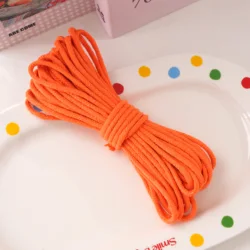 Vibrant Multicolored Braided Cotton Cord for DIY Jewelry and Crafting (Orange)