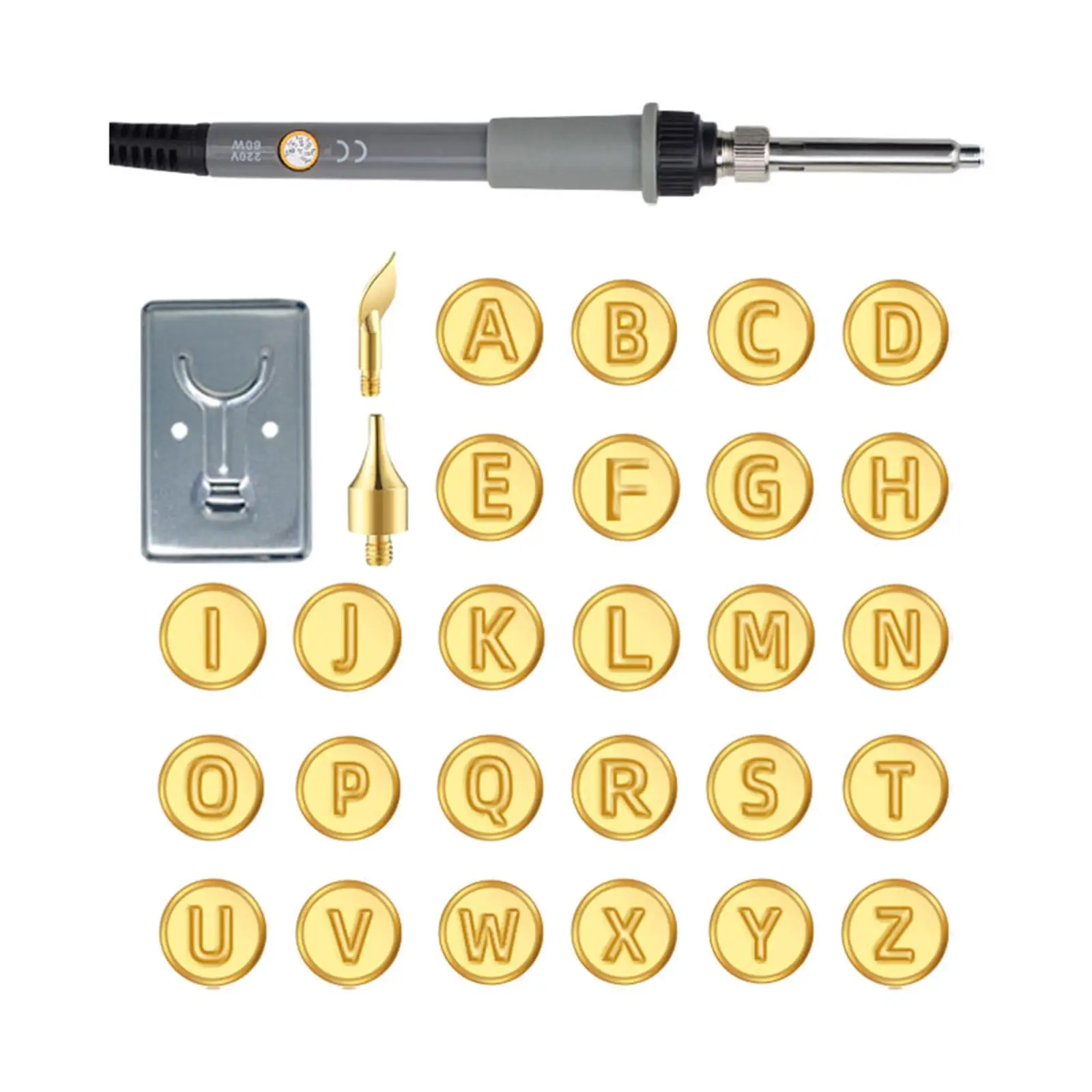 DIY Soldering Tools Portable Alphabet Carving Heads Soldering Iron Set for Pyrography Work Pyrography Hobby Embossing Beginners