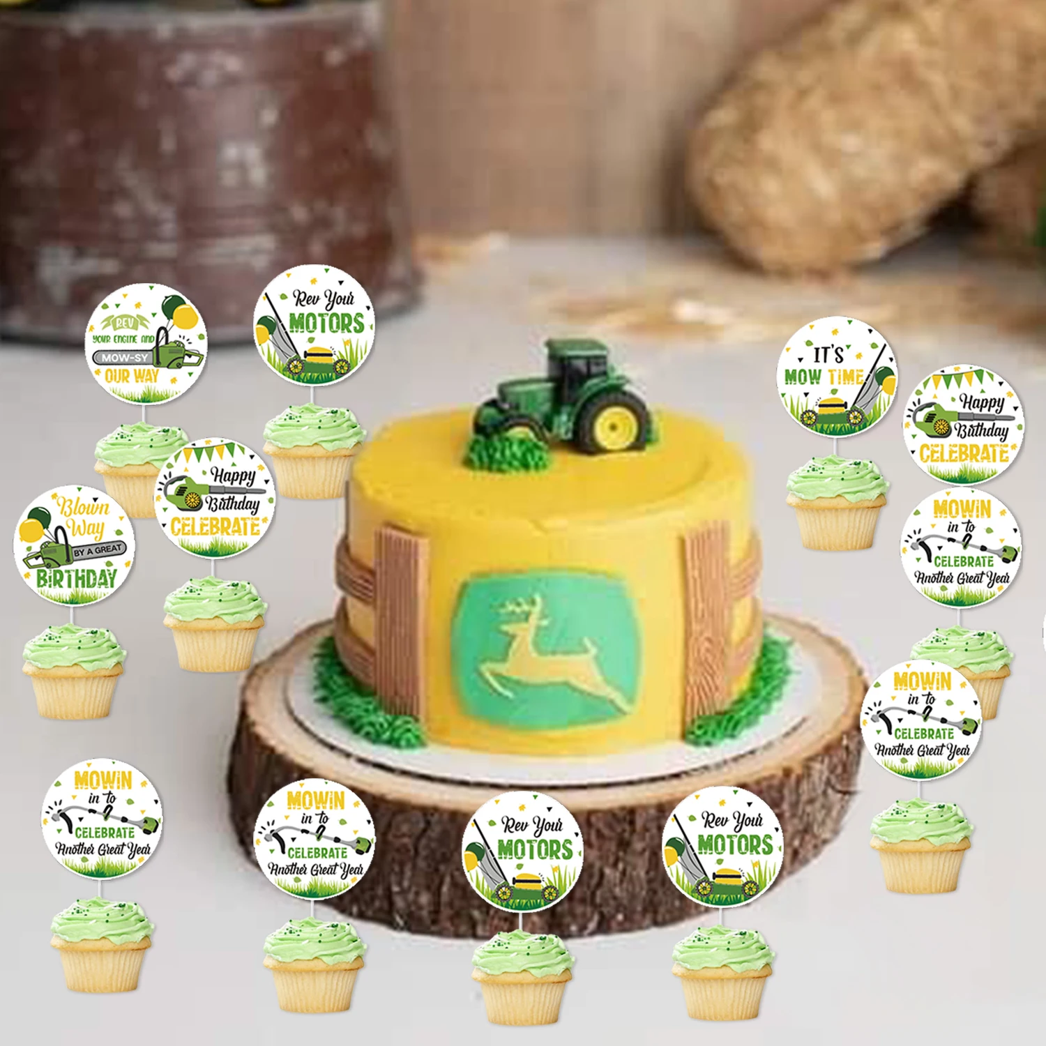 Décoration Gâteau Tracteur J&M DECO - Papier Comestible Rond 20cm - Pour Anniversaire Enfant