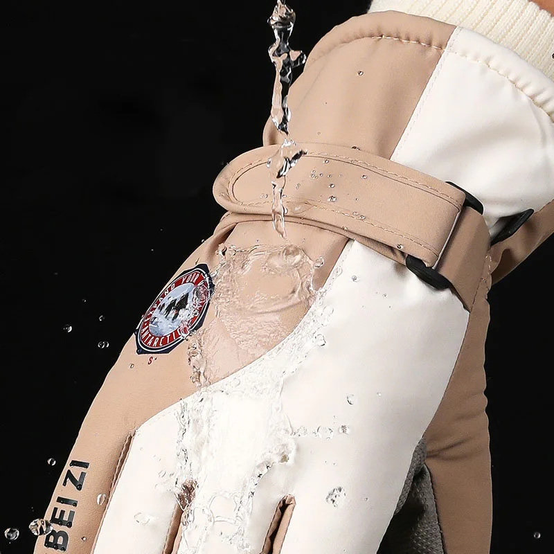 Women Winter Keep Warm Touch Screen Waterproof Anti Slip Thickened Outdoor Sports Ski Gloves Add Velvet Cycling