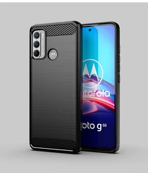 Silicone Carbon Fiber Protective Phone Case - Sleek & Durable Cover for Moto E7 Power (Black)