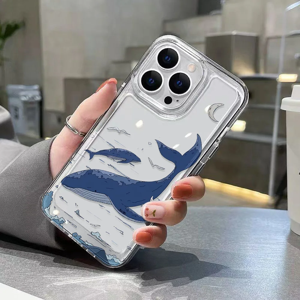 Vibrant Shark Design Silicone Phone Case - Transparent Protective Cover