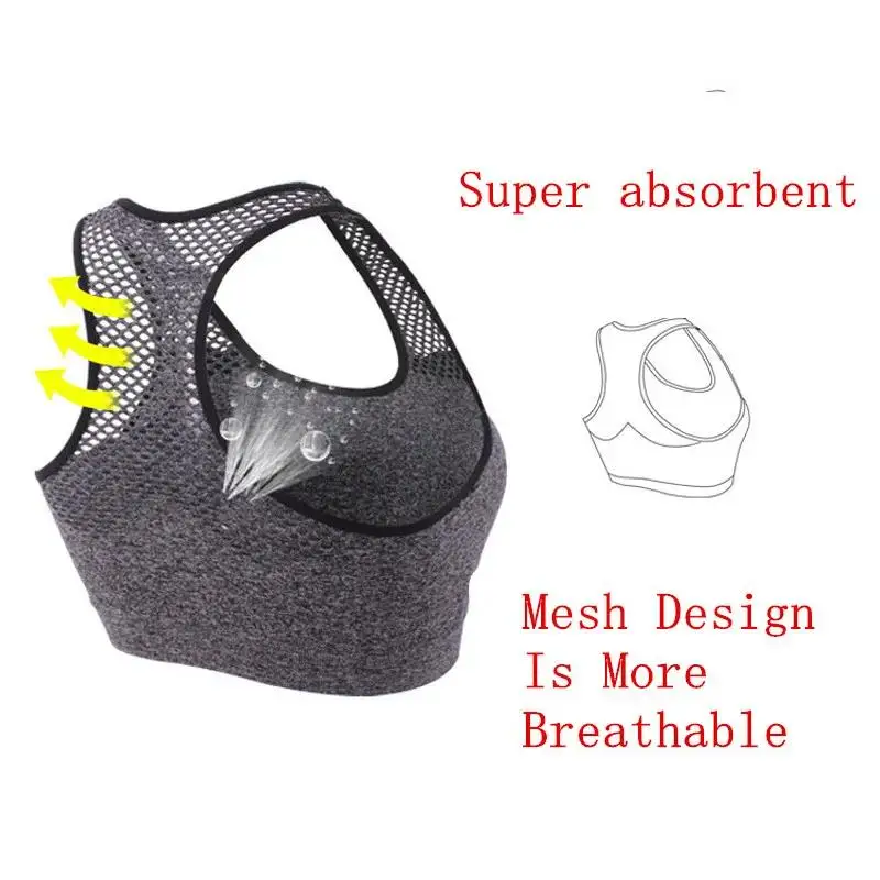 Mesh Sports Bra Hollow Out Sport Top Seamless Fitness Yoga Bras Women Gym Padded Running Vest Shockproof Push Up Crop sports bra yoga top