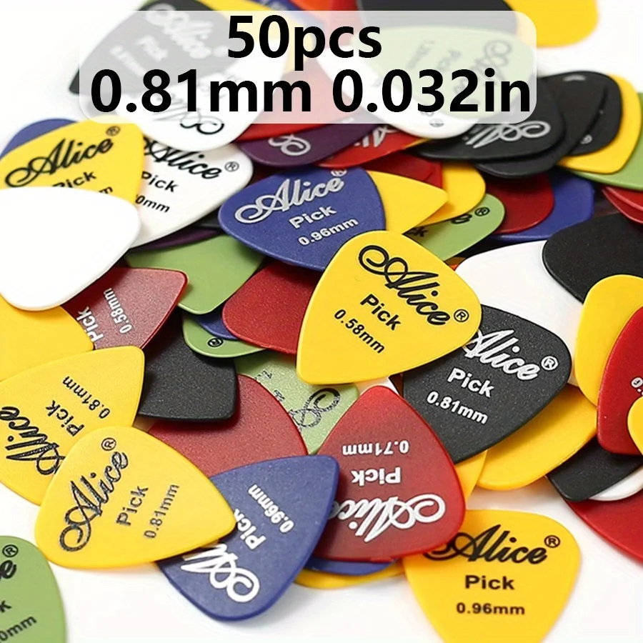 50 Stück Alice Gitarrenplektren Bulk Matte Bunte Plektren 0,58/0,71/0,81/0,96/1,2/1,5 mm Dicke Premium ABS für Akustik JXB