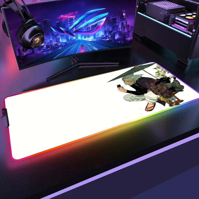 

Large Anime One Punch Man Lighting RGB Hub Gaming USB Mouse Pad With Led Rubber Non-slip Mousepad Light PC Gamer Mausepad