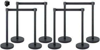 SucceBuy 2/3/6/8 Pcs Belt Stanchion Crowd Control Barrier Stainless Steel Queue Pole Retractable Belt for Bank Airport Stadium