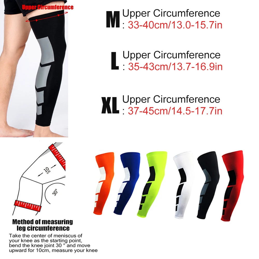 1Pair Sports Compression Long Leg Sleeves Anti-slip Calf & Shin Splint Support Protector Cycling Running Relief Leg Muscle Pain leg compression sleeves