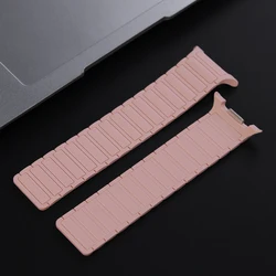 Enhanced Magnetic Silicone Loop Band for Galaxy Watch - No Gaps Design, Stylish Strap Accessory (Pink)
