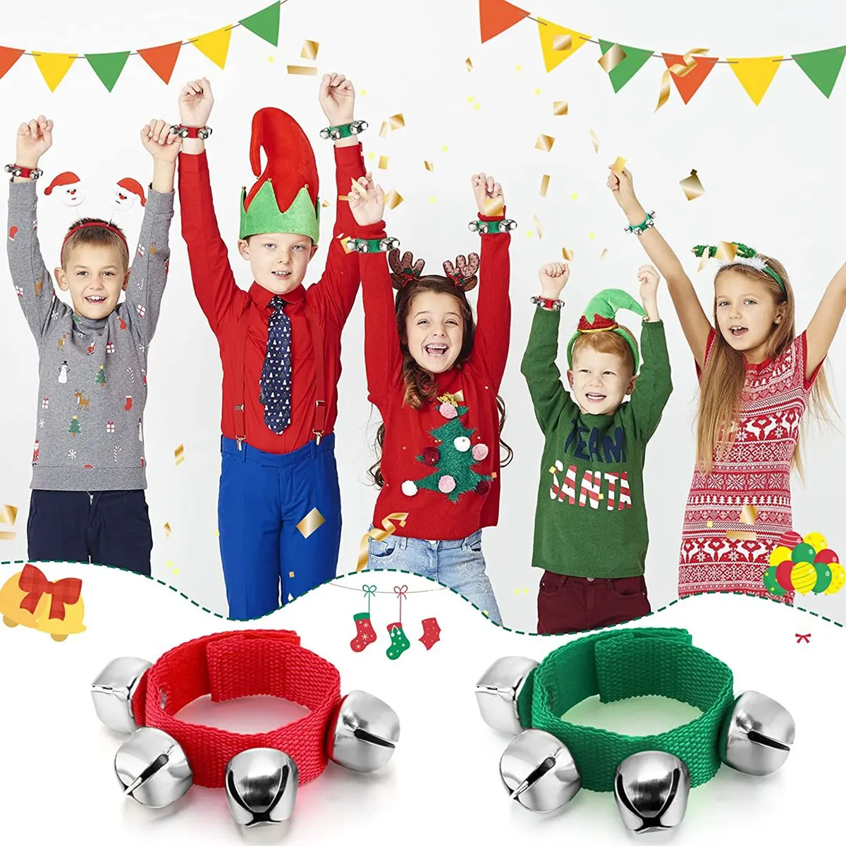 Baby-36Pcs Orff 악기 18 계란 셰이커 및 18 어린이를위한 조절 가능한 손목 핸드 밴드 벨, 크리스마스 파티,