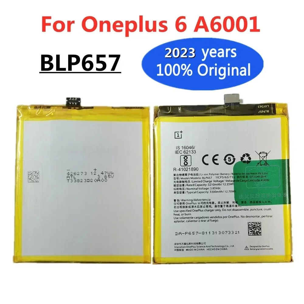 

Аккумулятор BLP657 для OnePlus 6 One Plus 6 Oneplus6 A6001, 2023 мАч, 3300 лет