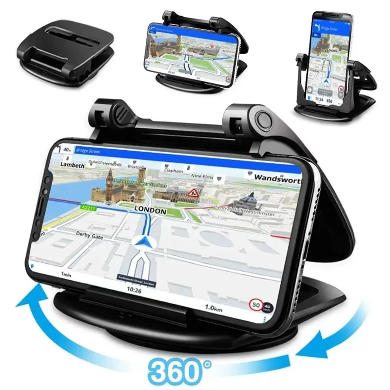 

Car Dashboard Phone Holder Clip Stand Horizontal Vertical 360 Rotation Adjustable Support for Iphone 14 13 Samsung Xiaomi