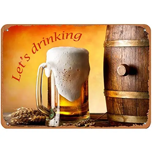 New Vintage Retro Metal Tin Sign Let's Drinking Wooden Barrel Beer Home Bar Club Kitchen Restaurant Wall Art Decor Plaque Signs wooden plaque pendant tag wooden vintage hanger board sweet home coffee bar decor sign wall door hanging art plaque sign