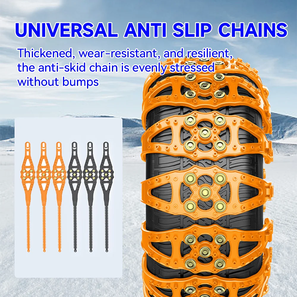 

8/16PCS Universal Car Anti-skid Chain TPU Winter Snow Chains Wheels Chains For Trucks SUVs Off-road 165-235mm Tire Auto Parts