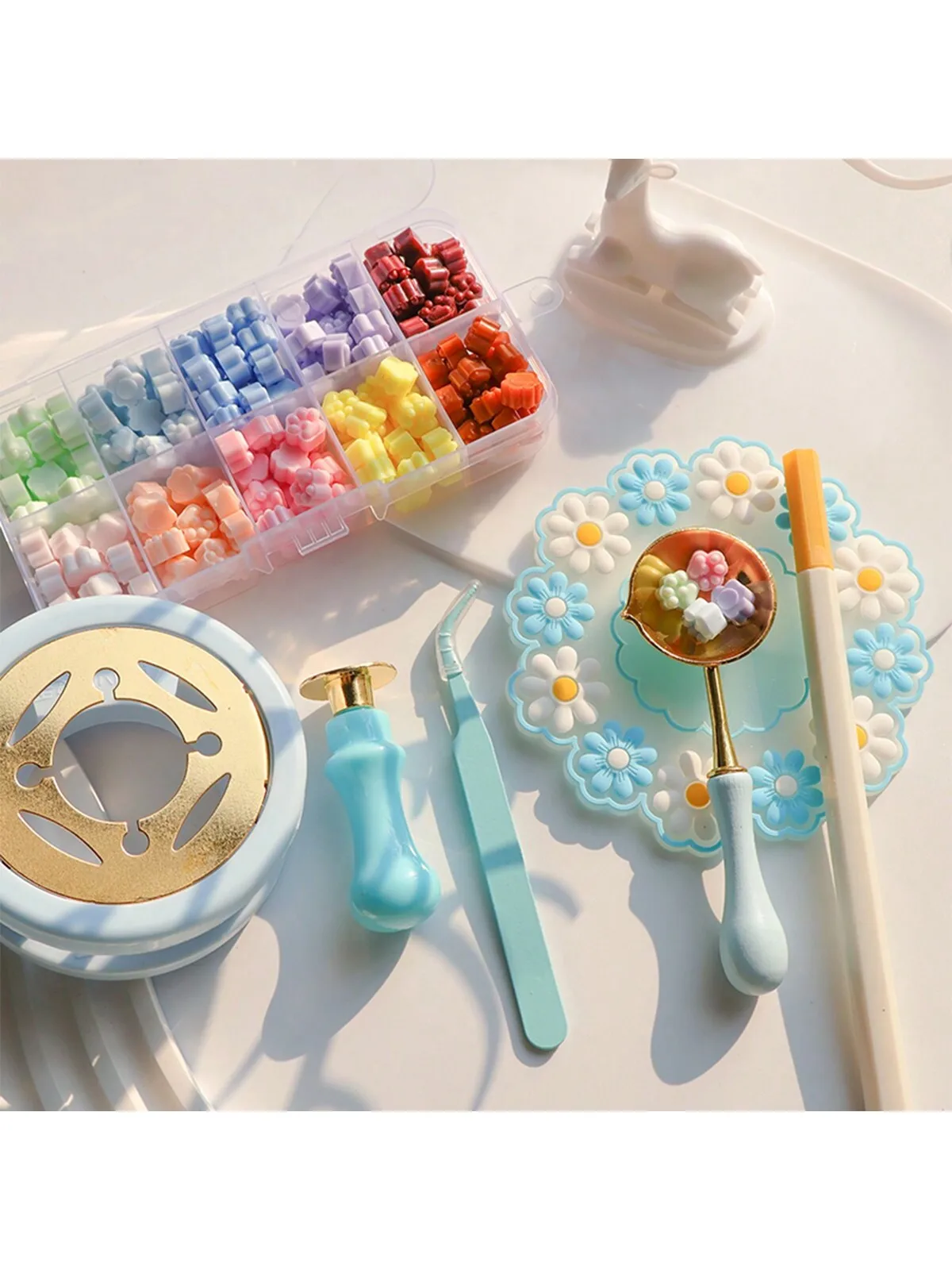 Description Picture 2 of item1 Set Of 18pcs Christmas Themed Wax Seal Stamp Set For Gift Wrapping (candle Color Random)