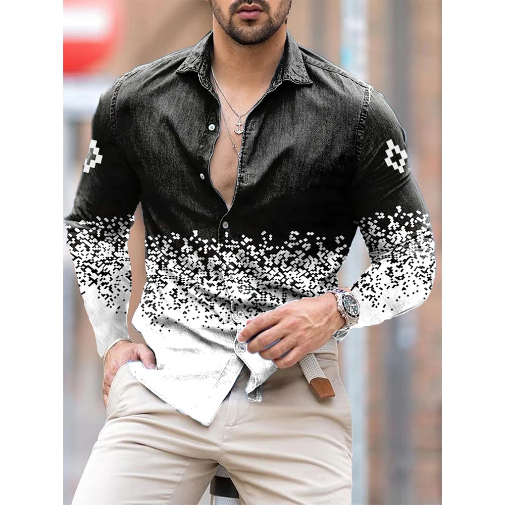 

Luxury Men's Shirt Single Breasted Shirt Casual Piano Print Long Sleeve Top Men's Clothing Hawaiian Cardigan Shirt New