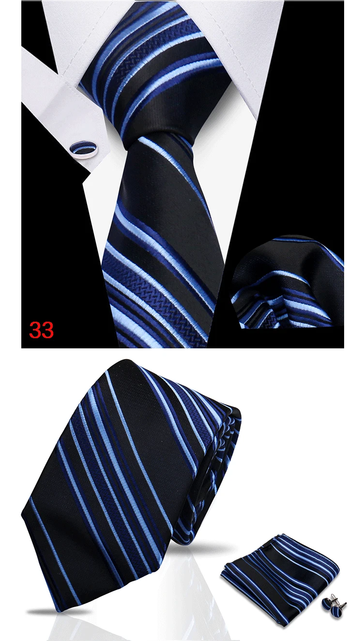 HUISHI 3-teiliges blaues Business-Herren-Krawatten-Set, handgefertigt, für Herren, formell, luxuriös, Hochzeit, hochwertiges Gravata-Anzug-Zubehör – Detail 36