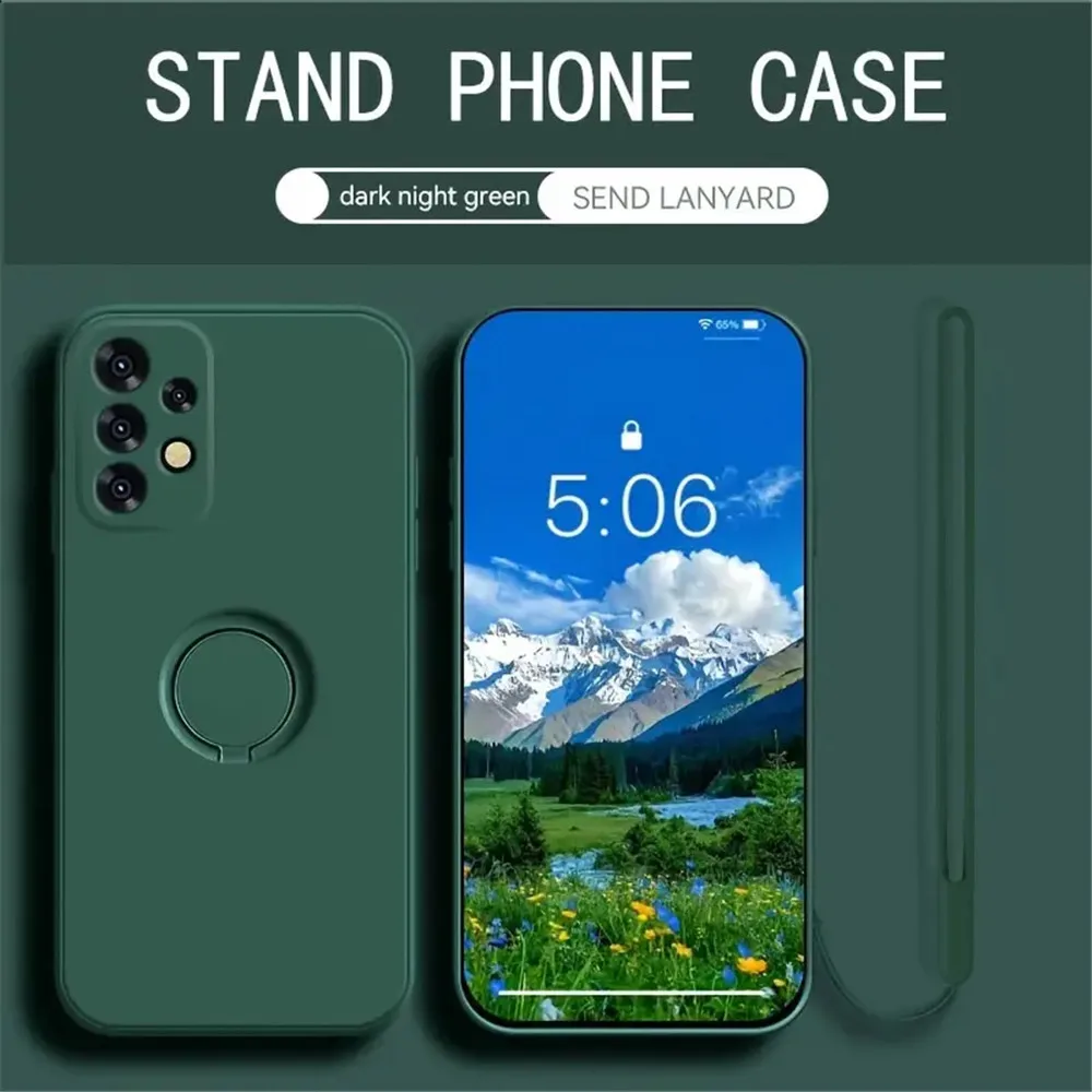 Universal Ring Holder Stand Phone Case with Lanyard