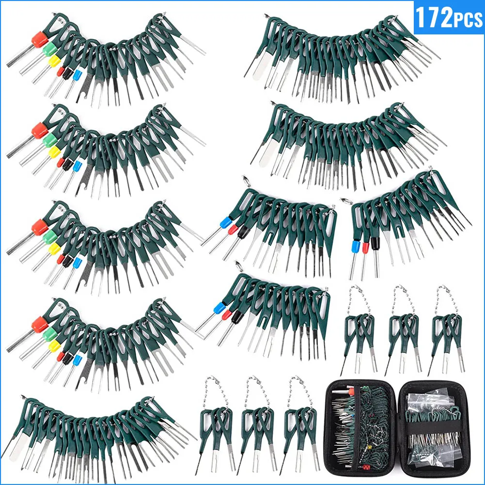 

New 172Pcs Car Terminal Removal Repair Tools Electrical Wiring Crimp Connector Pin Extractor Kit Keys Automotive Plug Pullers