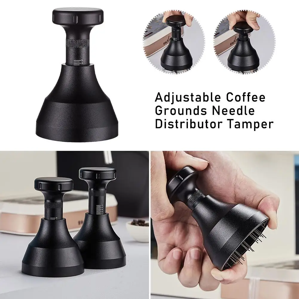 

Adjustable Coffee Grounds Needle Distributor Tamper 51 53 Stirring Distributor Tools 58mm Type Needle Black Powder V4Y2