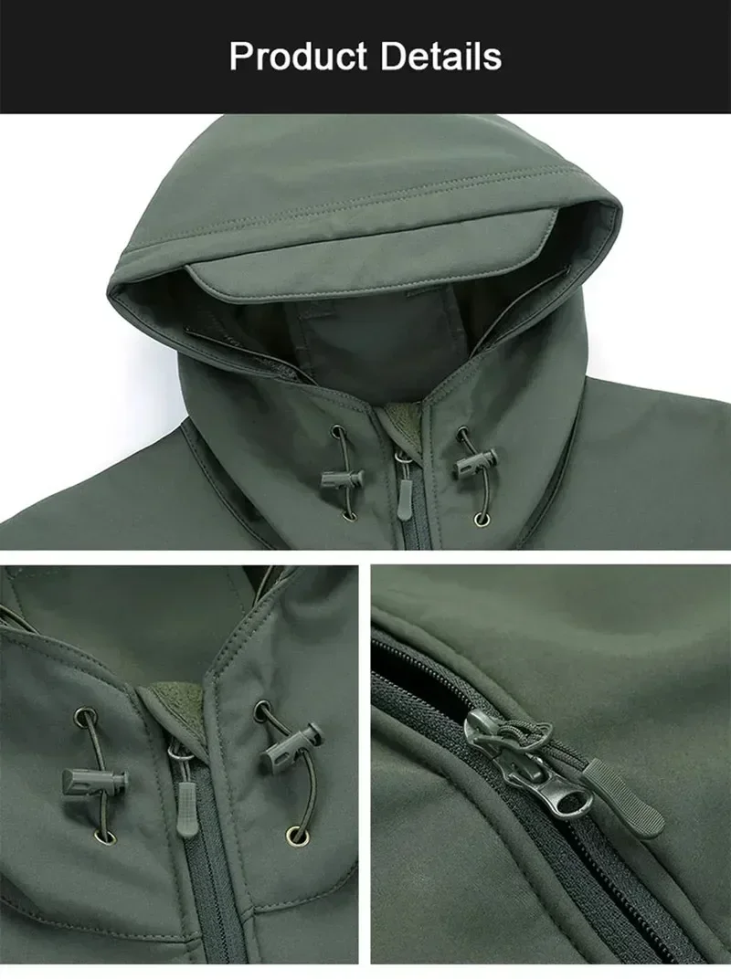 5XL 6XL FG Camo Soft Shell Assault, Suitable for Outdoor Sports Hunting, Waterproof and Windproof Wool and Fleece Jacket