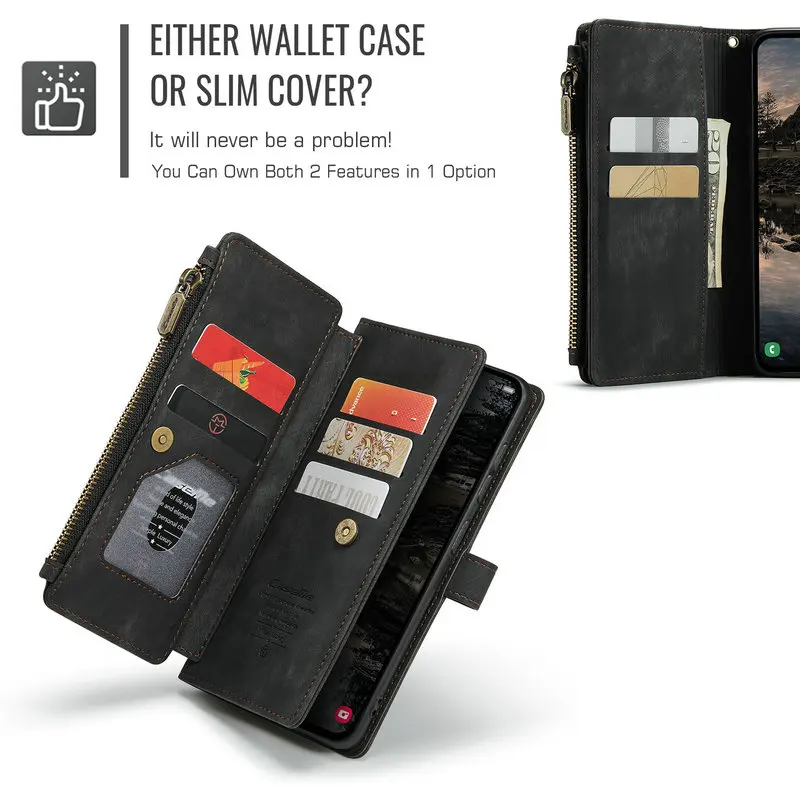 Luxury Zipper Flip Cover with 7-Card Storage