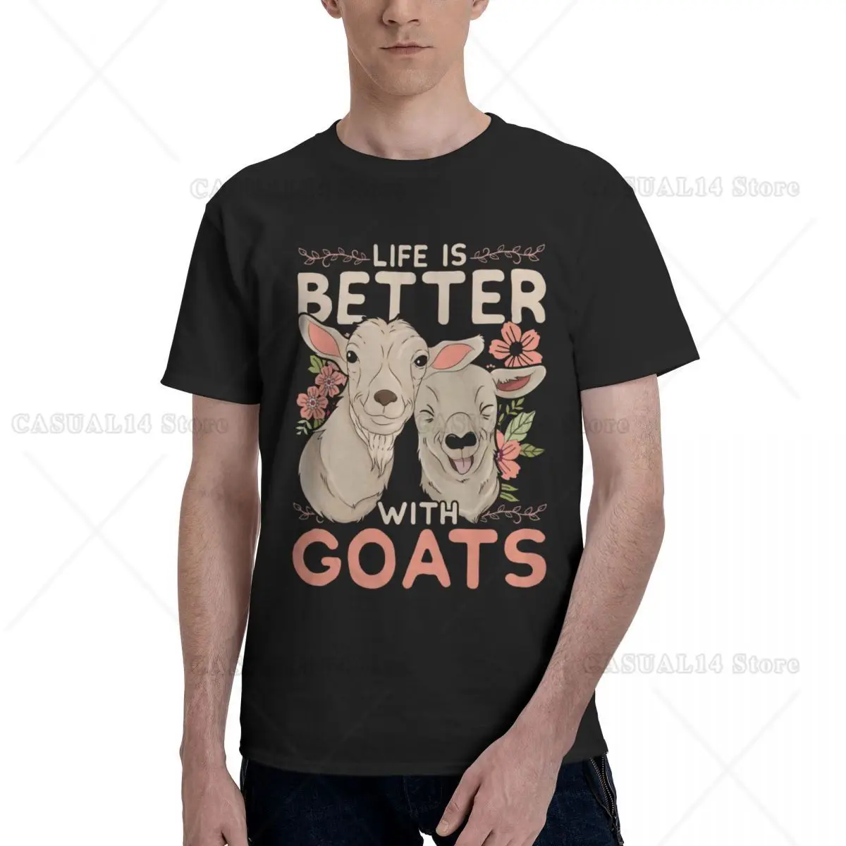 

Life Is Better with Goats Cute T Shirt Unique Mens Women T Shirts Graphic T Shirts Men Clothing