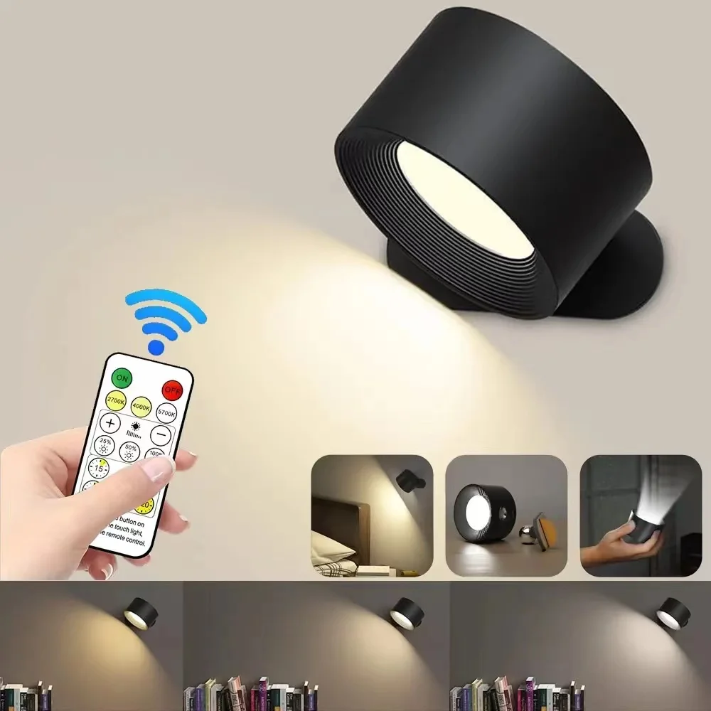 USB Rechargeable LED Wall Sconce Light with Touch & Remote Control Magnetic Mounted Wall Lamps For Bedroom Reading