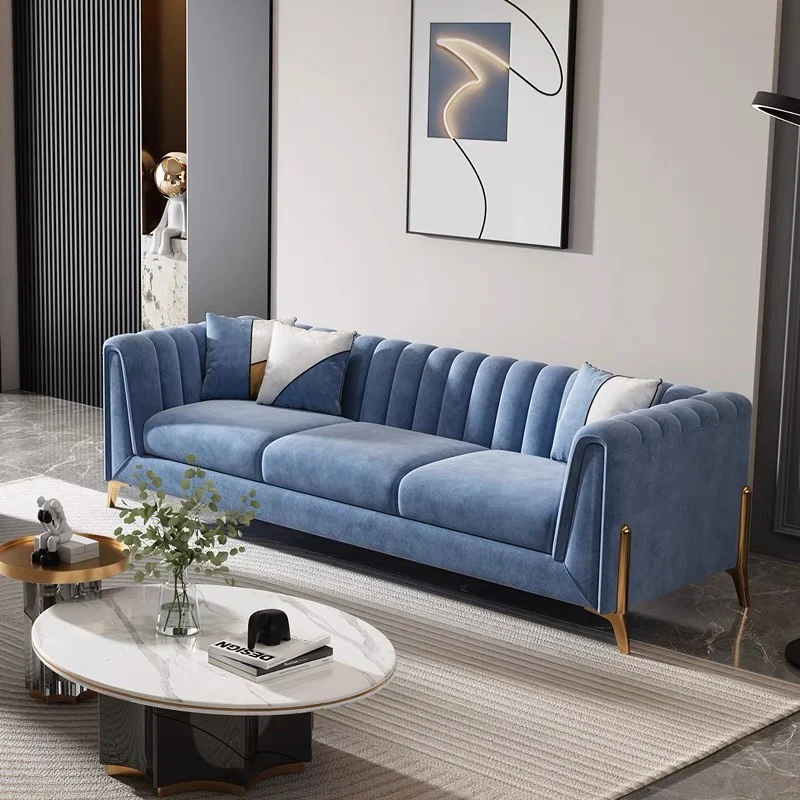 

Customized light luxury velvet fabric sofa, modern and simple American three person technology fabric, Nordic living room sofa
