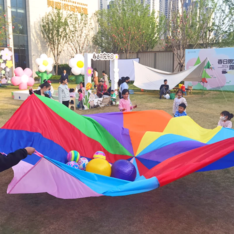 Rainbow umbrella kindergarten outdoor team building expansion activity game props children's sensory Integration training