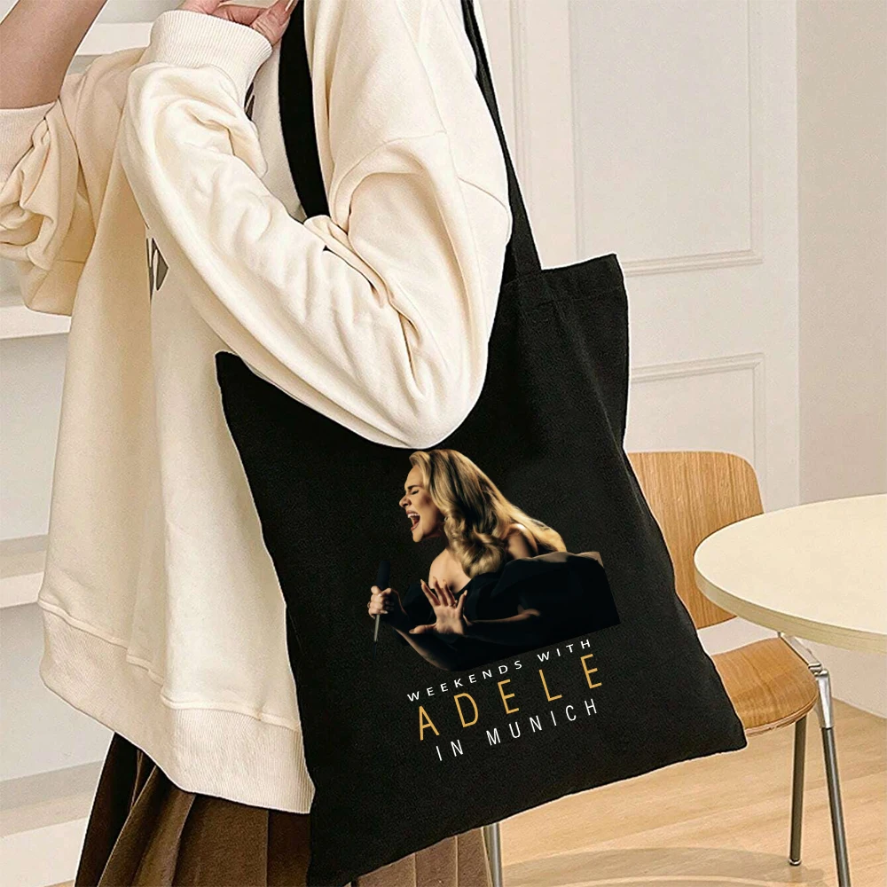 Adele Munich Tour Print Casual Portable Shoulder Bag Lightweight Shopping Bag Big Reusable Canvas