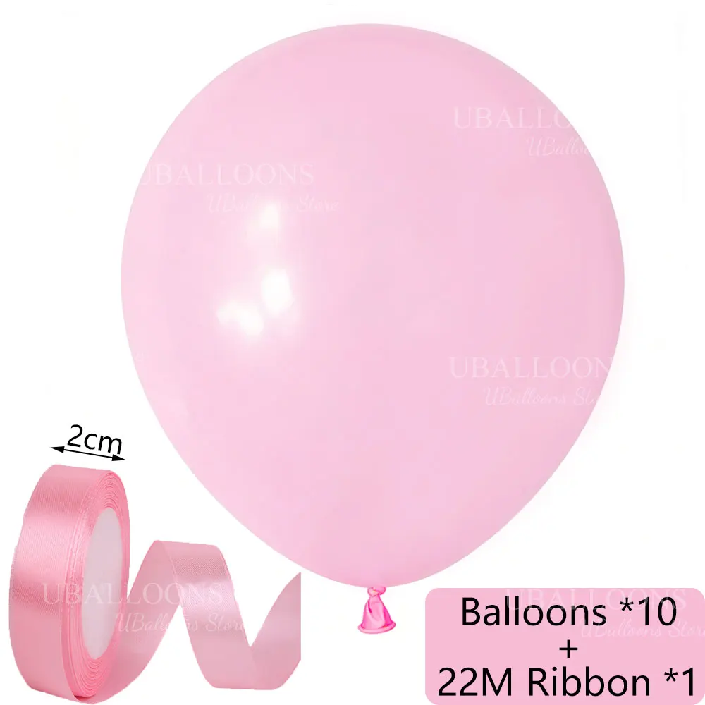 Elegant Pastel Pink Balloon Set with Satin Ribbon - Pack of 10 for Celebrations and Decor