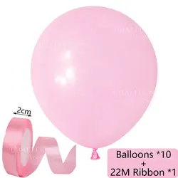 Elegant Pastel Pink Balloon Set with Satin Ribbon - Pack of 10 for Celebrations and Decor (Light Pink)
