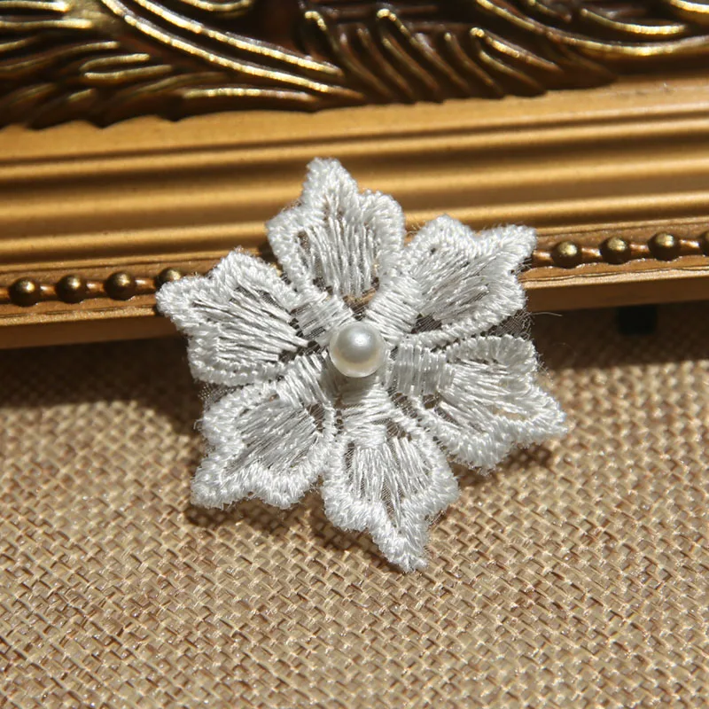 10 teile/los DIY Weiß Organza Blume Patches Für Kleidung Stickerei Patches Für Dekorative Parches Applique Nähen Handwerk – Detail 21