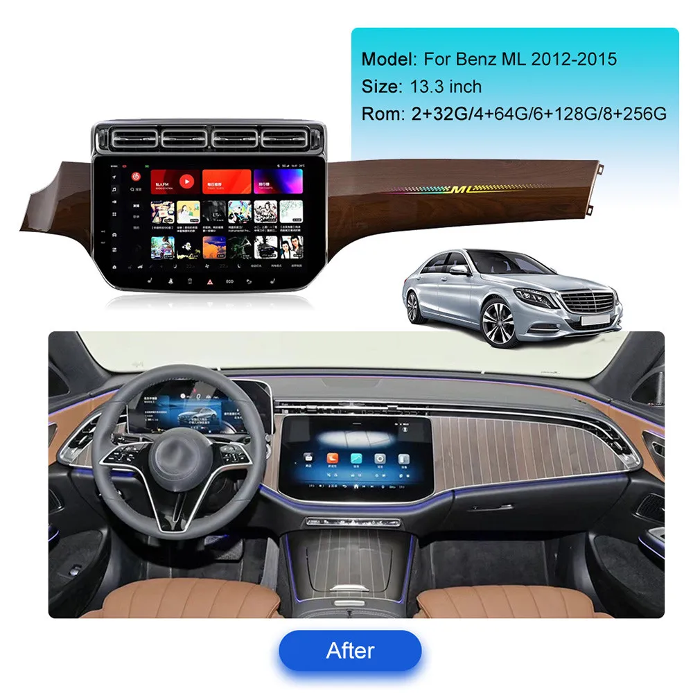 

13.3" For Mercedes Benz GLE 2016-2018 Car Radio DVD Multimedia Video Player Stereo Auto GPS Navigation Carplay DSP 5G WIFI Light