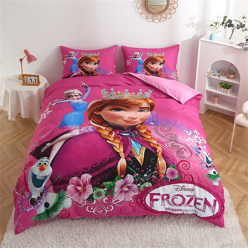 Disney Bedding Set Purple Frozen Elsa Princess Duvet Cover Sets for Baby Children Girls Bed Birthday Gifts baby crib bedding set