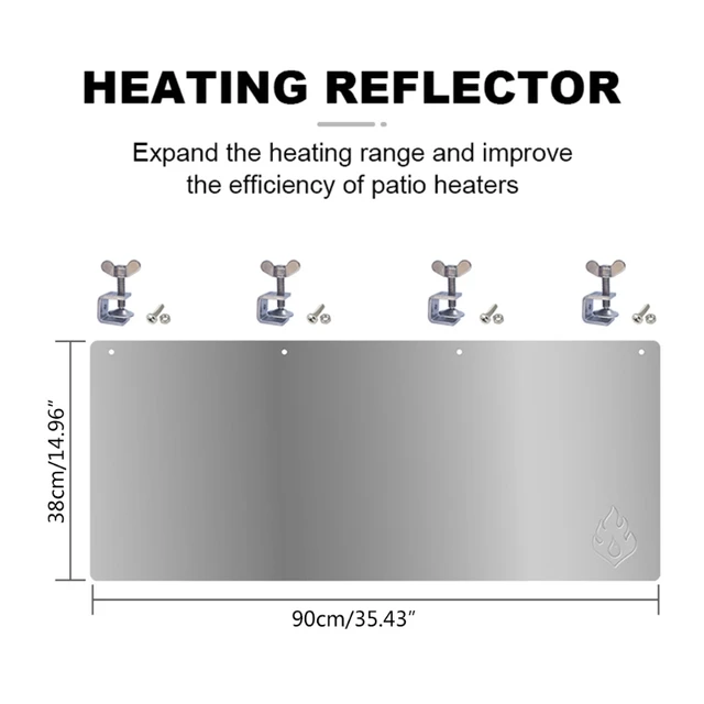 F92B Heater Reflector Shield Heat Focusing Reflector for Round Natural Gas Propane Outdoor Patio Heaters Foldable Heater Plate 6