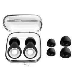 Premium Reusable Silicone Soundproof Earplugs (Black-White-1set)
