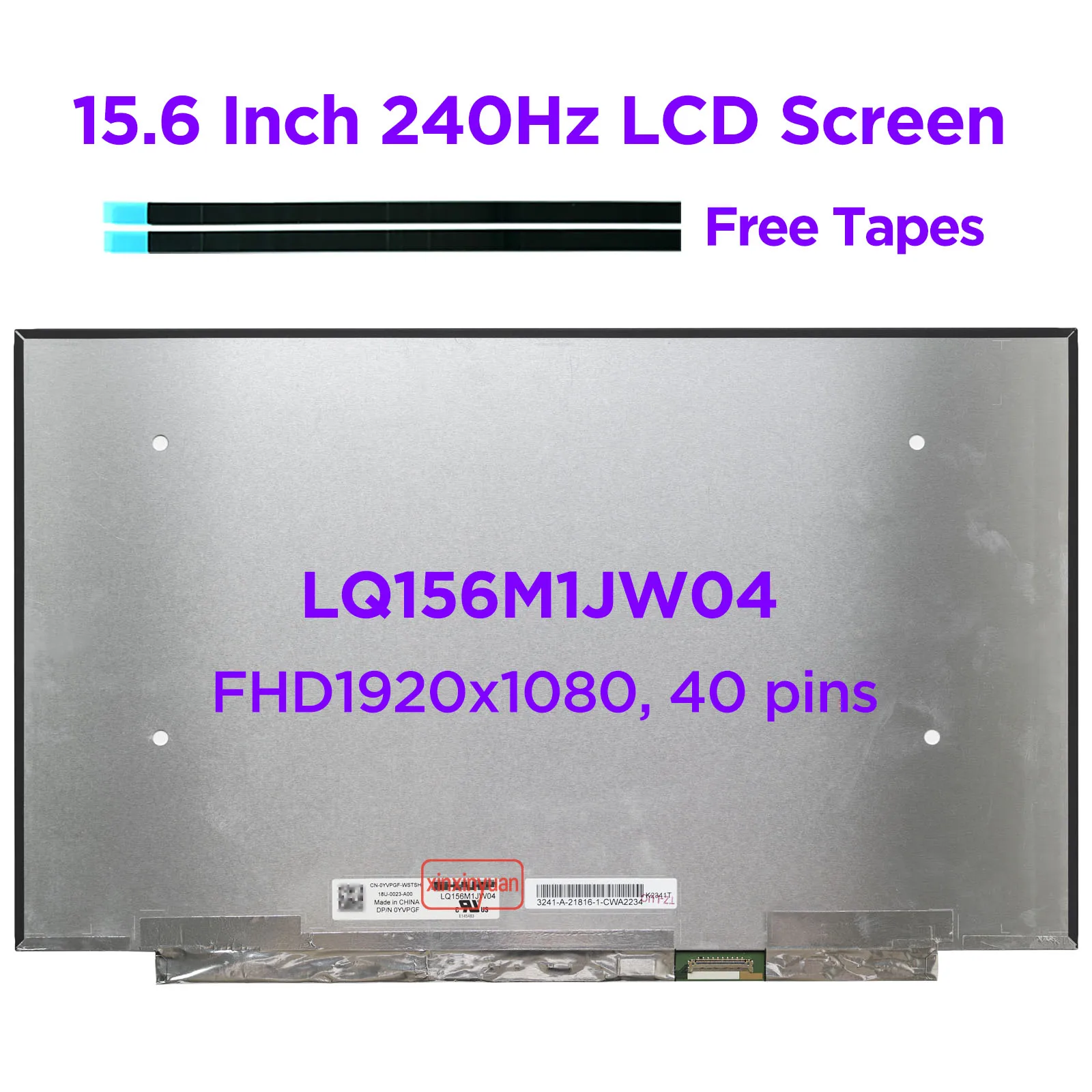 

ЖК-экран для ноутбука 15,6 дюйма 240 Гц LQ156M1JW04 LQ156M1JW22 для Dell Alienware M15, панель дисплея 1920x1080 240 Гц 0YVPGF 00KJ3Y, 40 контактов