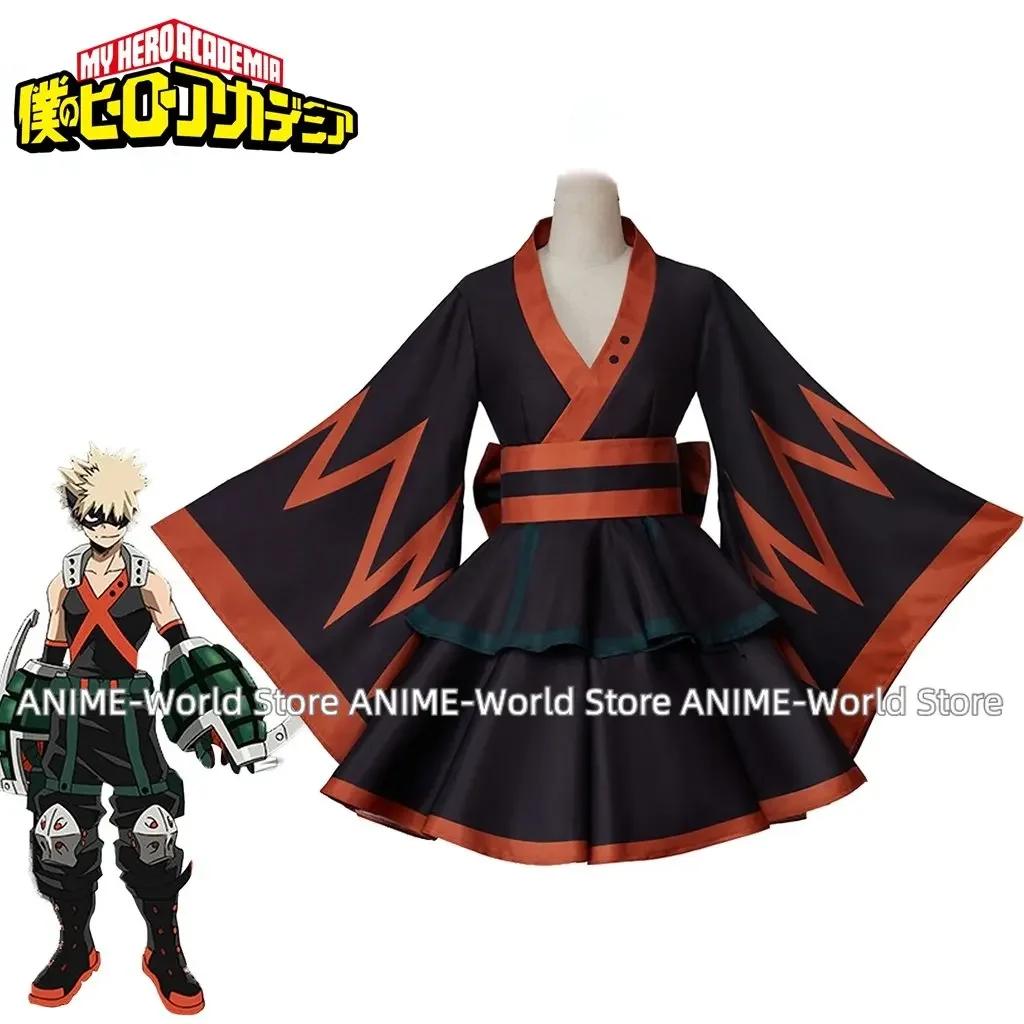 

Anime My Hero Academia Cosplay Bakugou Katsuki Cloak Kimono Cardigan Robe Cospaly Costume for Women Girls Print Casual Coat