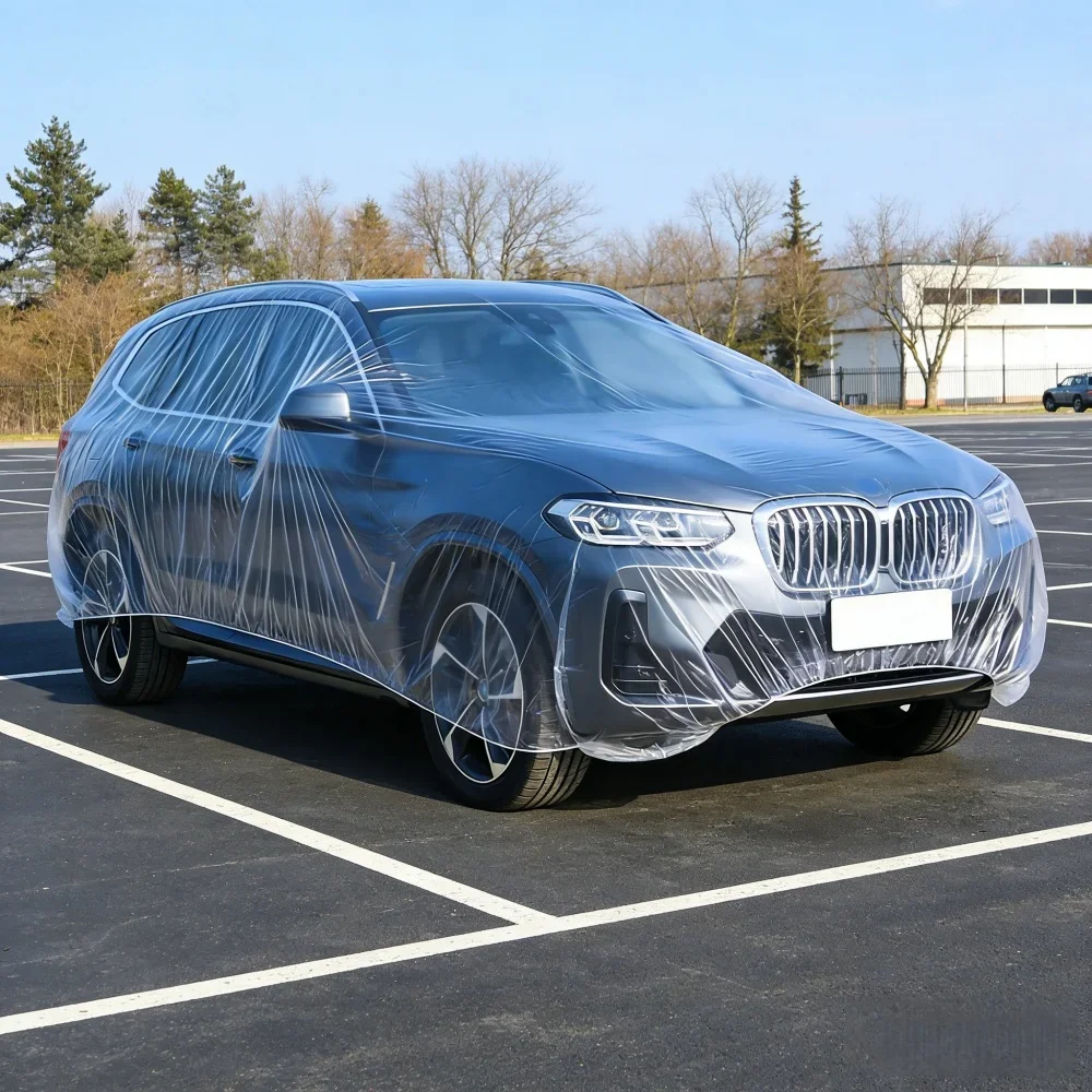 Disposable Transparent Car Cover Universal PEVA Dustproof Scratch Elastic Dust Cover Car Exterior Protection Accessories