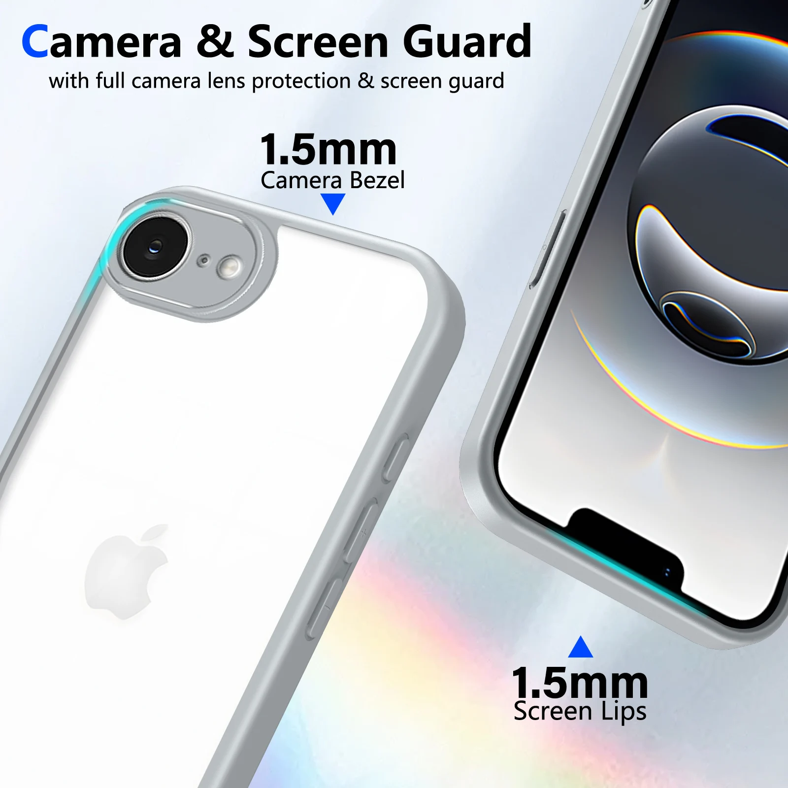 Transparent Shockproof Silicone Bumper Case with Clear Matte Back Cover